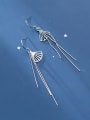 thumb 925 Sterling Silver With Platinum Plated Minimalist Sector Tassel Earrings 1