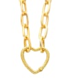 thumb Brass Cubic Zirconia Heart Hip Hop Necklace 2