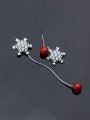 thumb 925 Sterling Silver Cubic Zirconia  Asymmetrical  Flower Dainty Drop Earring 3