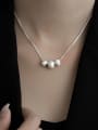 thumb 925 Sterling Silver Bead Round Minimalist Multi Strand Necklace 1