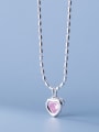 thumb 925 Sterling Silver Cubic Zirconia Heart Minimalist Beaded Chain Necklace 3