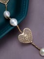 thumb Brass Freshwater Pearl Hollow Heart Vintage Necklace 2