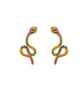 thumb Brass Cubic Zirconia Snake Vintage Stud Earring 3