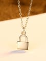 thumb 925 Sterling Silver Simple fashion glossy lock pendant Necklace 1