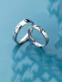 thumb 925 Sterling Silver Rhinestone Minimalist  Round Free Size Couple Ring 1