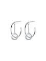 thumb 925 Sterling Silver Cubic Zirconia Geometric Minimalist Hoop Earring 0