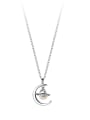 thumb 925 Sterling Silver Imitation Pearl Moon Minimalist Necklace 4