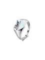 thumb 925 Sterling Silver Opal Heart Minimalist Band Ring 0
