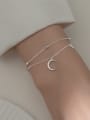 thumb 925 Sterling Silver Cubic Zirconia Moon Minimalist Strand Bracelet 2