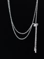 thumb 925 Sterling Silver Tassel Minimalist Bead Chain Necklace 0