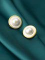 thumb 925 Sterling Silver Imitation Pearl Enamel Irregular Trend Stud Earring 0