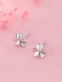 thumb 925 Sterling Silver Smooth Flower Minimalist Stud Earring 1