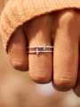 thumb 925 Sterling Silver Cubic Zirconia two Cross Minimalist Ring 1