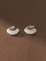 thumb 925 Sterling Silver Imitation Pearl Geometric Minimalist Clip Earring 3