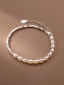 thumb 925 Sterling Silver Imitation Pearl  Minimalist Handmade Beaded Bracelet 2