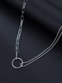 thumb 925 Sterling Silver Round Minimalist Asymmetry Multi Strand Necklace 1