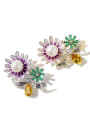 thumb Copper Cubic Zirconia Multi Color Enamel Flower Dainty Brooches 2