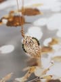 thumb 925 Sterling Silver Rhinestone white Antique Gold Leaf Pendant Necklace 0