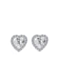 thumb Brass Cubic Zirconia Heart Dainty Stud Earring 4
