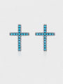 thumb 925 Sterling Silver Turquoise Cross Vintage Stud Earring 0
