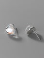 thumb 925 Sterling Silver Lampwork Stone Heart Minimalist Stud Earring 2