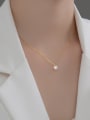 thumb 925 Sterling Silver Imitation Pearl Round Minimalist Necklace 1