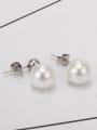 thumb Titanium Imitation Pearl Ball Minimalist Stud Earring 3