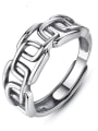 thumb 925 Sterling Silver Vintage cut out geometric chain free size ring 0
