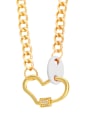 thumb Brass Enamel Heart Hip Hop Hollow Chain Necklace 2