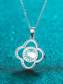 thumb 925 Sterling Silver Moissanite Clover Dainty Necklace 2