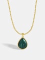 thumb Brass Malchite Water Drop Vintage Necklace 2