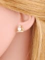 thumb Brass Imitation Pearl Crown Cute Stud Earring 1