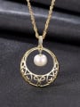 thumb 925 Sterling Silver Freshwater Pearl Hollow Round Pendant Necklace 3