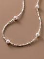 thumb 925 Sterling Silver Minimalist Beaded Necklace 2
