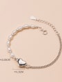 thumb 925 Sterling Silver Freshwater Pearl Heart Minimalist Link Bracelet 2