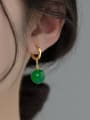 thumb 925 Sterling Silver Natural Stone Ball Minimalist Huggie Earring 1