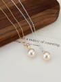 thumb 925 Sterling Silver Imitation Pearl Geometric Minimalist Necklace 0