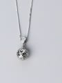 thumb 925 sterling silver Heart hollow round ball pendant necklace 0