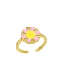 thumb Brass Enamel Smiley Flower Cute Band Ring 2