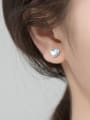 thumb 925 Sterling Silver Rhinestone Heart Minimalist Stud Earring 1