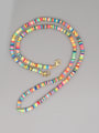 thumb Stainless steel Bead Multi Color Polymer Clay Round Bohemia Hand-woven Necklace 0