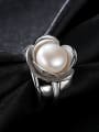 thumb 925 Sterling Silver  Fashion flower shape sticky freshwater pearl ring 2