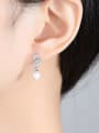 thumb 925 Sterling Silver Freshwater Pearl White Leaf Trend Drop Earring 3
