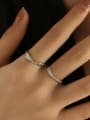 thumb 925 Sterling Silver Cubic Zirconia Irregular Dainty Couple Ring 1