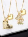 thumb Brass Cubic Zirconia Heart Cute  Dog Love Double Pendant  Necklace 0