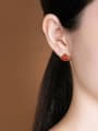 thumb 925 Sterling Silver Carnelian Triangle Minimalist Stud Earring 1