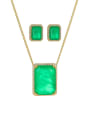thumb Brass Glass stone  Luxury GeometricEarring and Necklace Set 0