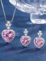 thumb Brass Cubic Zirconia Luxury Heart Earring and Necklace Set 0