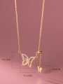 thumb 925 Sterling Silver Cubic Zirconia Hollow Butterfly Dainty Necklace 4