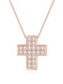 thumb Brass Cubic Zirconia Cross Dainty Regligious Necklace 0